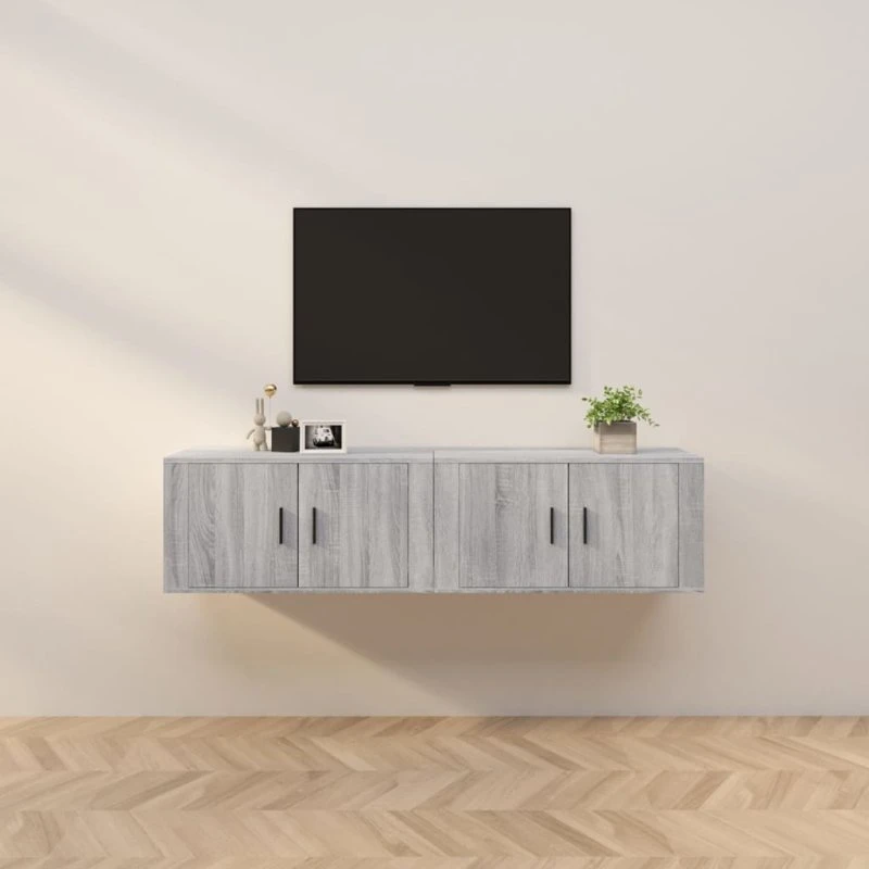 vidaXL væghængte TV-skabe 2 stk. 80x34,5x40 cm grå sonoma-eg