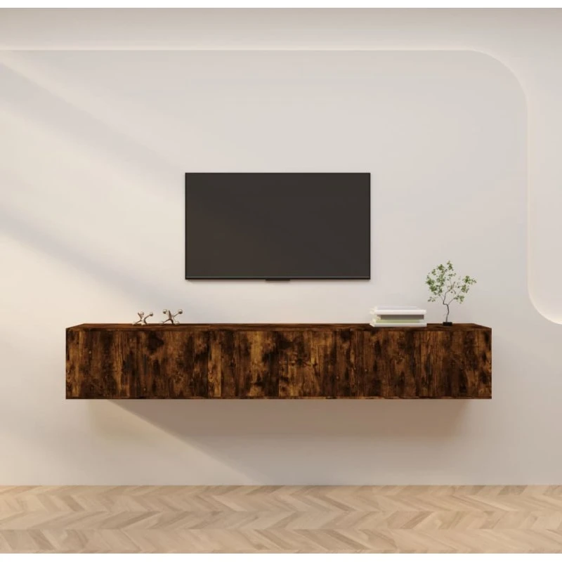 vidaXL væghængte TV-skabe 3 stk. 80x34,5x40 cm røget eg