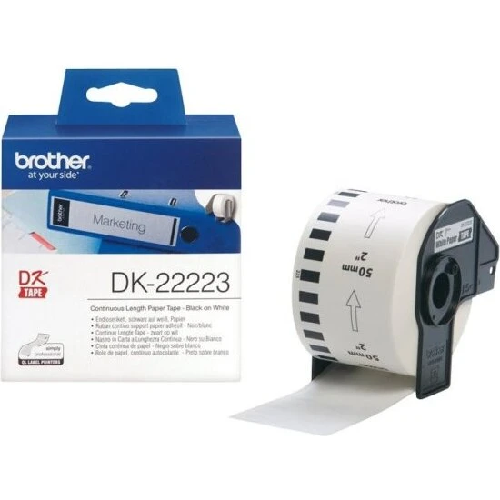 Brother DK-22223 termotape 50 mm x 30,5 m – sort på hvid