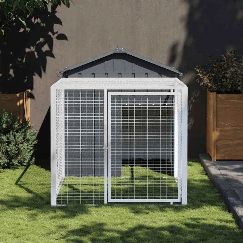 vidaXL hønsebur med løbegård antracit 117×201×123 cm, galvaniseret stål