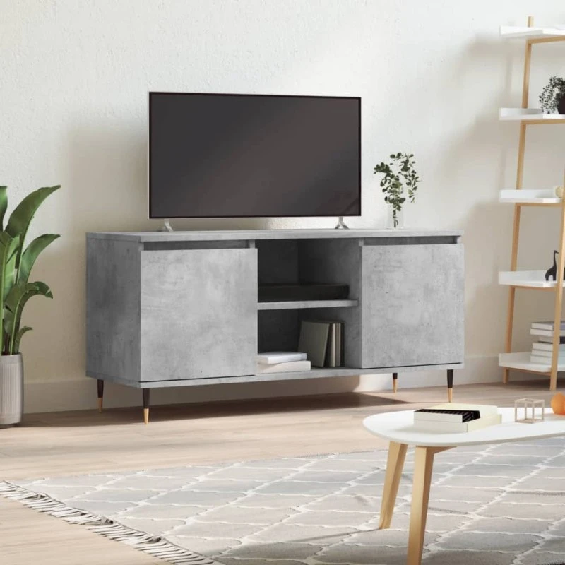 vidaXL TV-bord 104x35x50 cm, konstrueret træ, betongrå