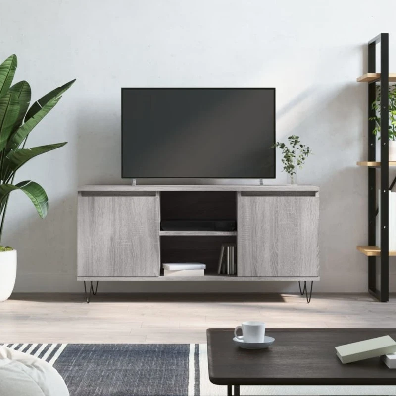 vidaXL TV-bord 104x35x50 cm konstrueret træ, grå Sonoma-eg