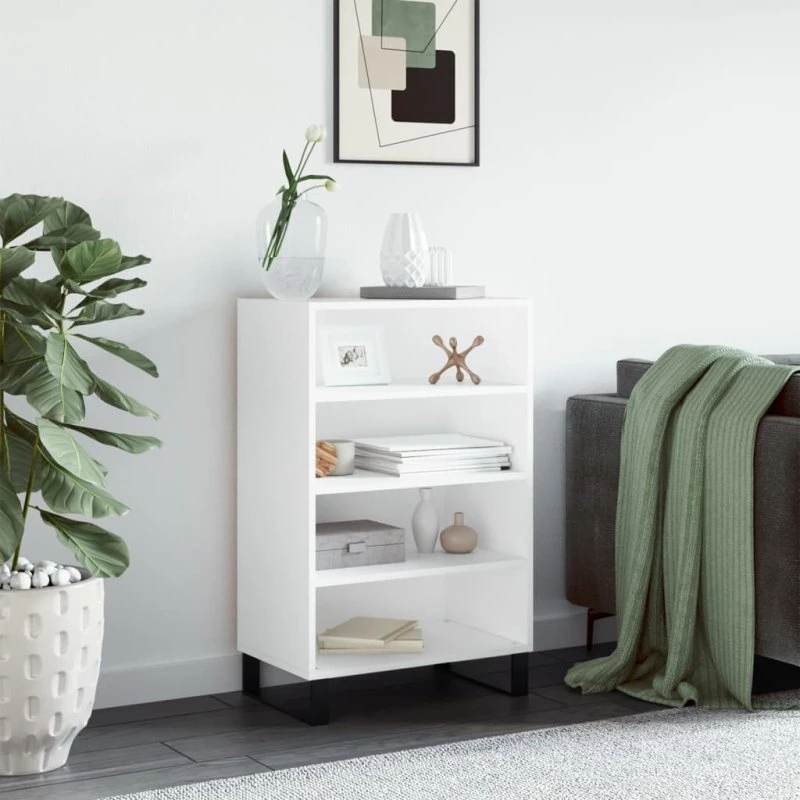 vidaXL højskab 57x35x90 cm konstrueret træ hvid