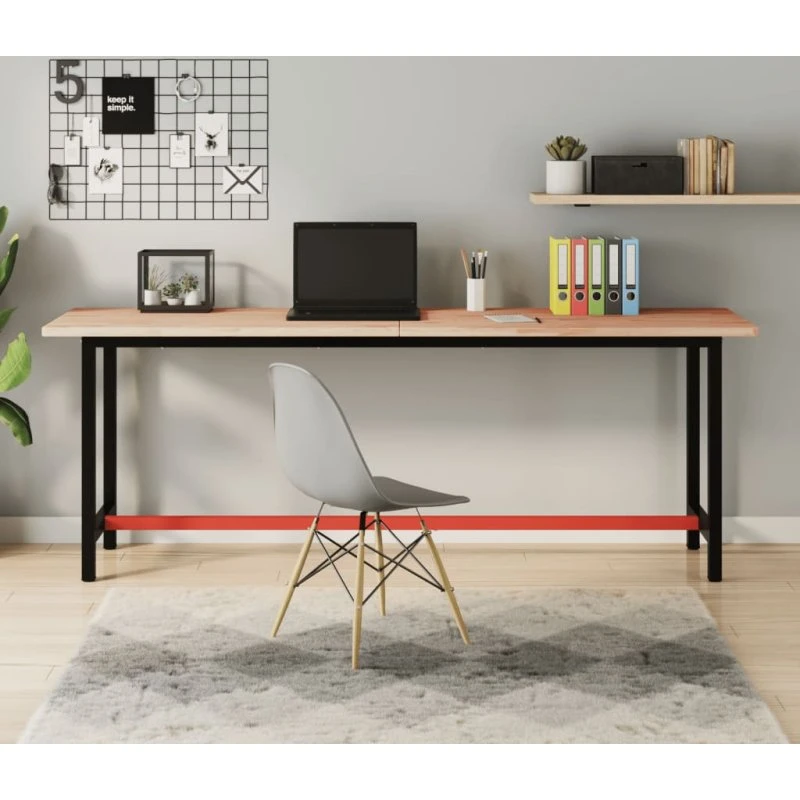 vidaXL arbejdsbænk 200x55x81,5 cm i massivt bøgetræ og metal