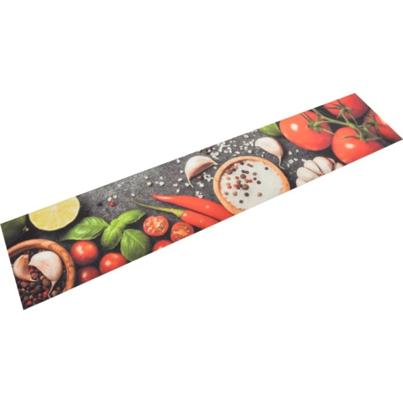 vidaXL køkkentæppe 60x300 cm grøntsagsdesign vaskbart fløjl
