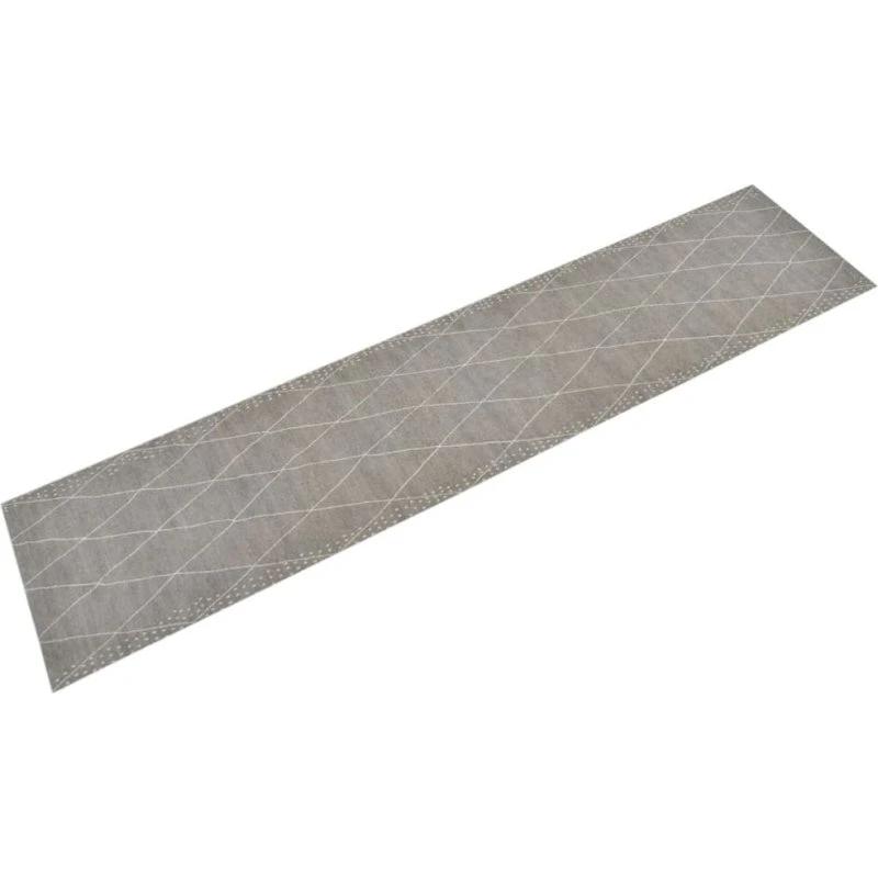 vidaXL køkkentæppe 60x300 cm rombedesign lysegrå fløjl