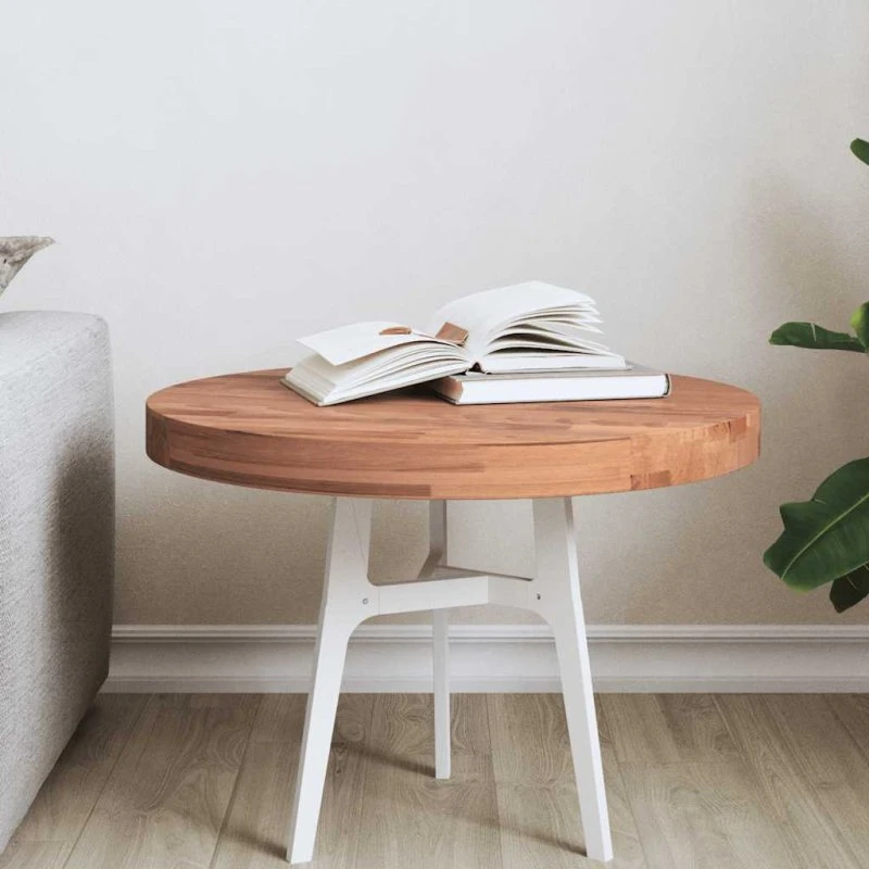 vidaXL bordplade rund Ø50x4 cm i massivt bøgetræ