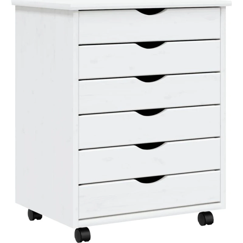 vidaXL MOSS skuffeskab, massivt fyrretræ hvid