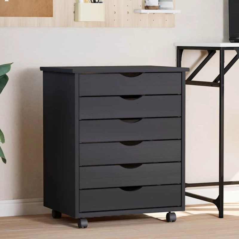 vidaXL MOSS skuffeskab i massivt fyrretræ, grå (53×39×65,5 cm)