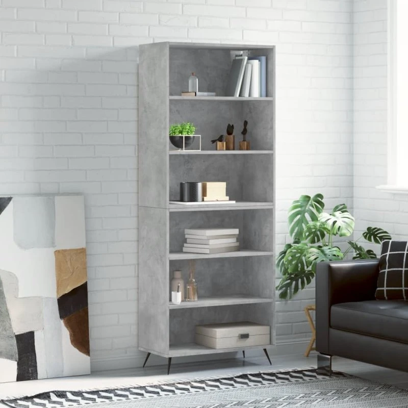 vidaXL reol 69,5x32,5x180 cm konstrueret træ, betongrå