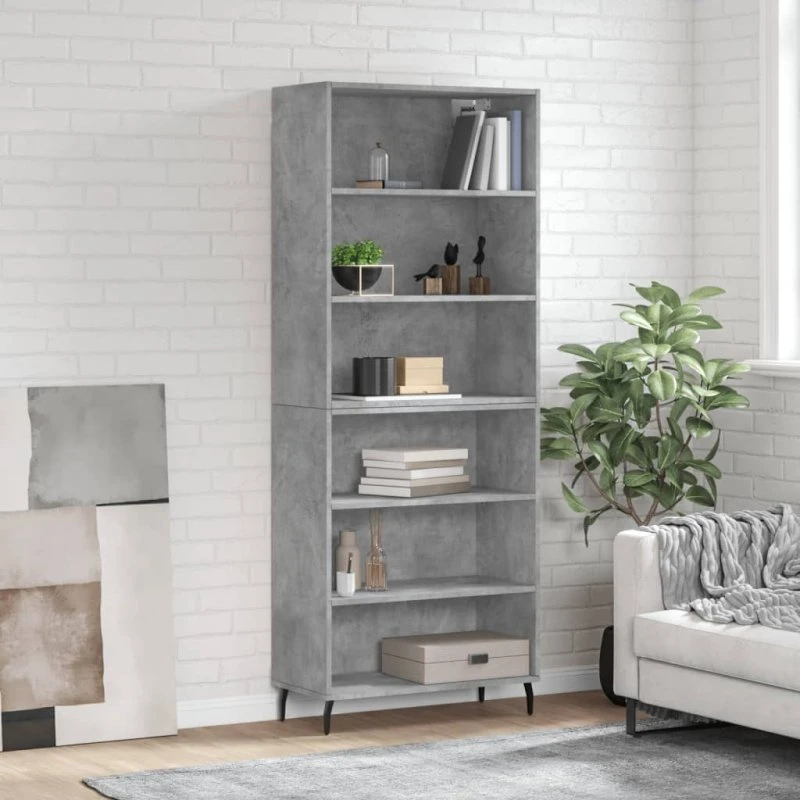 vidaXL reol 69,5x32,5x180 cm konstrueret træ betongrå