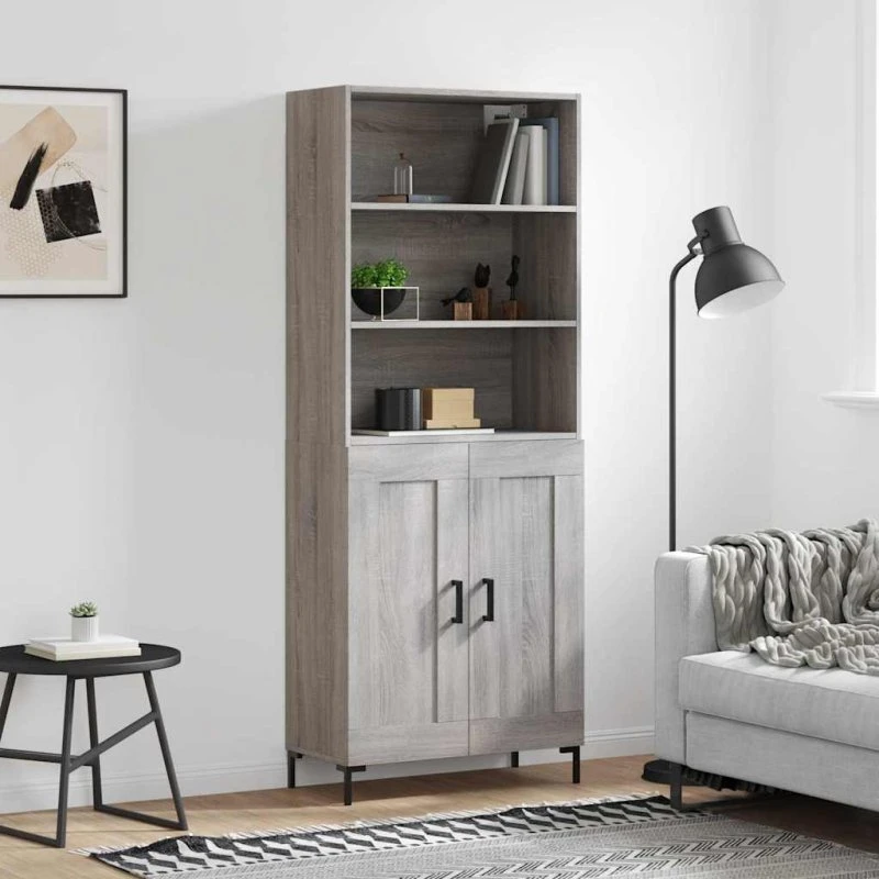vidaXL højskab 69,5x34x180 cm grå Sonoma-eg
