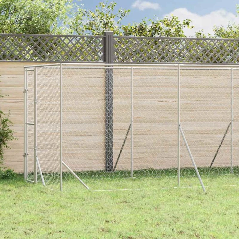 vidaXL udendørs hundegård 2x6x2 m galvaniseret stål, sølv