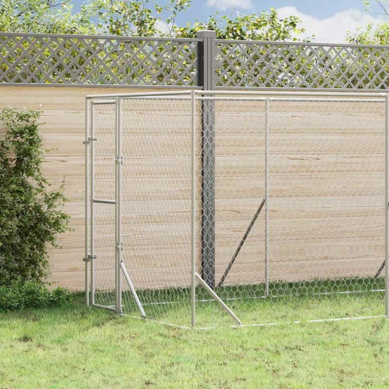 vidaXL udendørs hundegård 2x14x2 m galvaniseret stål sølvfarvet