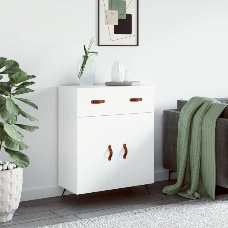 vidaXL Skænk 69,5x34x90 cm i hvidt konstrueret træ