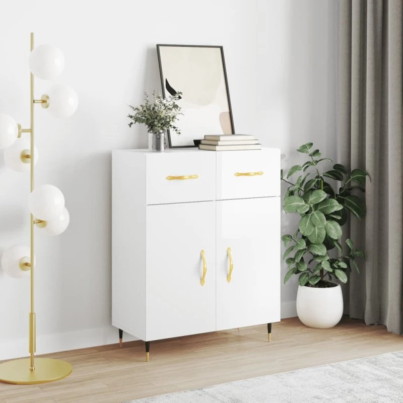 vidaXL skænk 69,5x34x90 cm hvid højglans