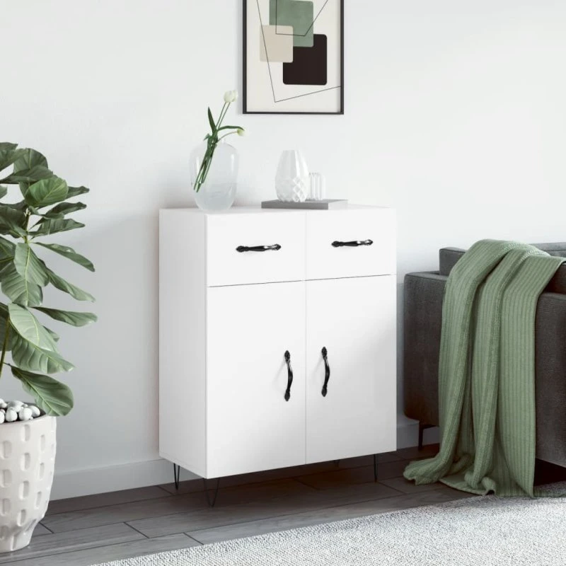 vidaXL skænk 69,5x34x90 cm hvid højglans med metalben