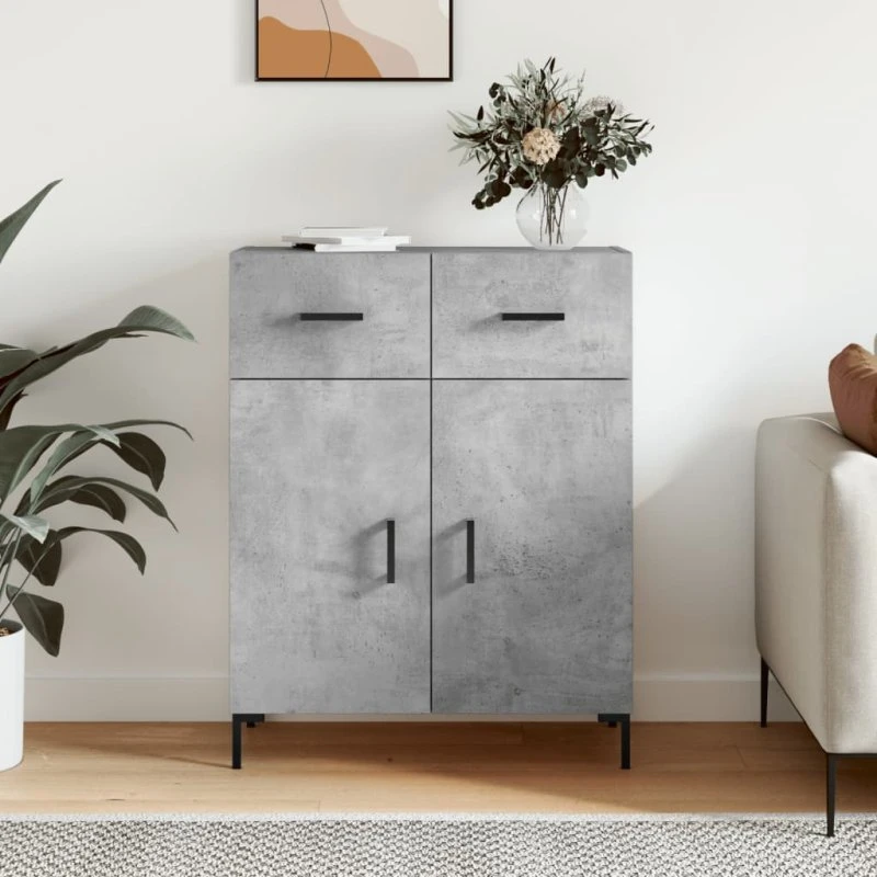 vidaXL skænk 69,5x34x90 cm konstrueret træ, betongrå