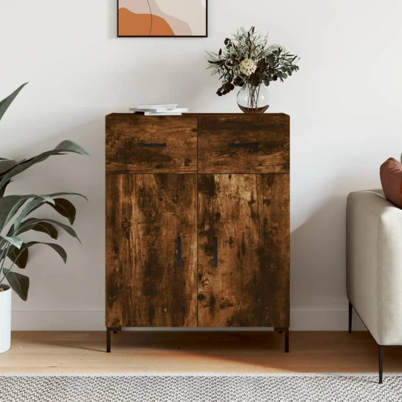 vidaXL skænk 69,5x34x90 cm konstrueret træ, røget eg