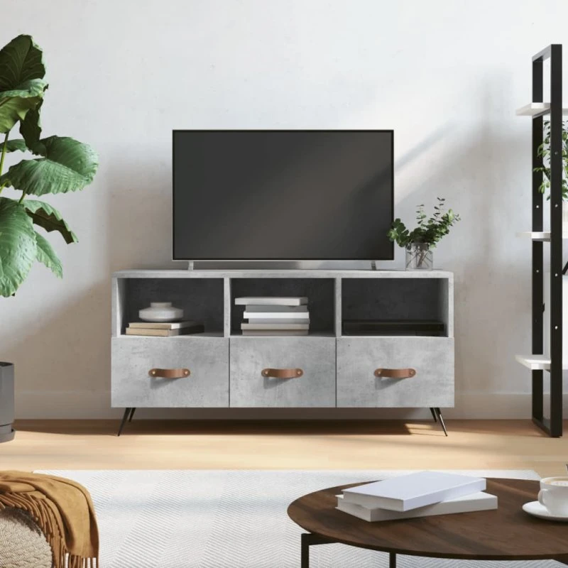 vidaXL TV-bord 102x36x50 cm konstrueret træ, betongrå