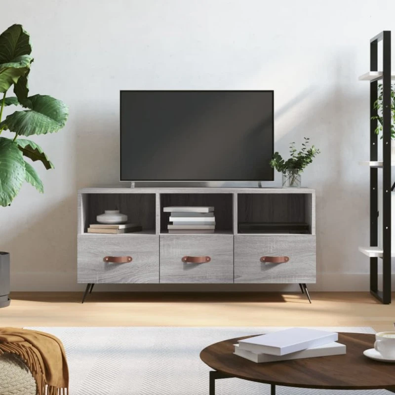 vidaXL TV-bord 102x36x50 cm konstrueret træ grå Sonoma-eg