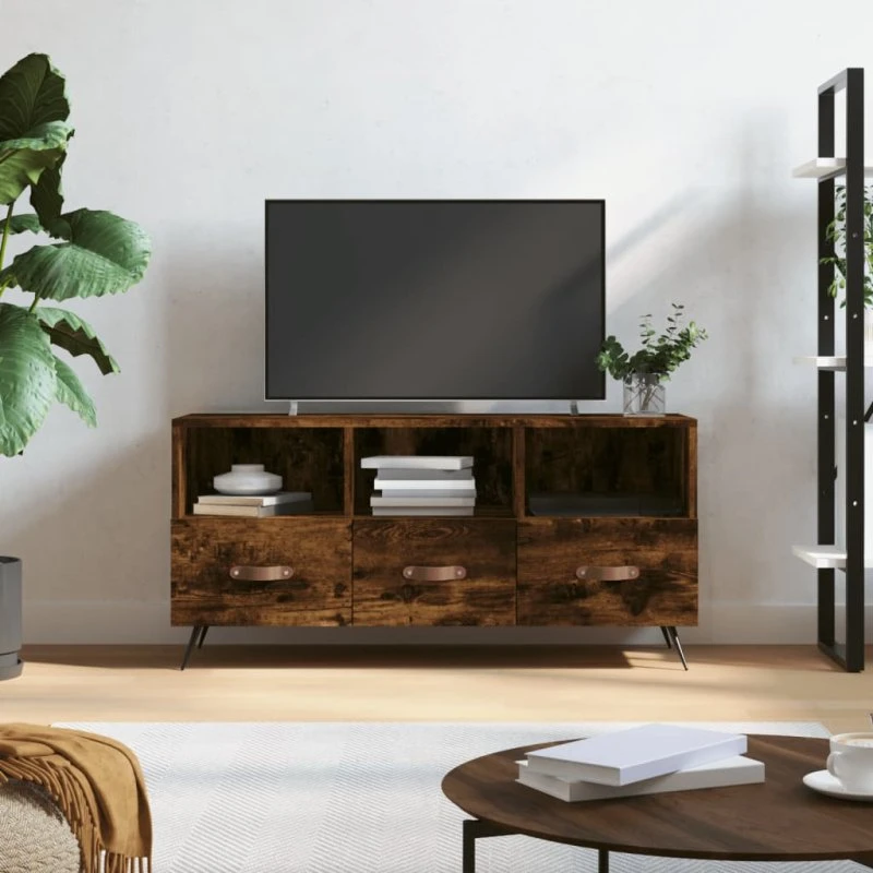 vidaXL TV-bord 102x36x50 cm konstrueret træ, røget eg