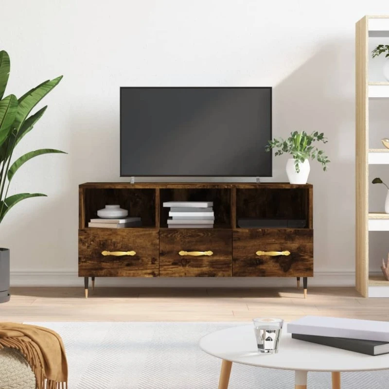 vidaXL TV-bord 102x36x50 cm konstrueret træ, røget eg