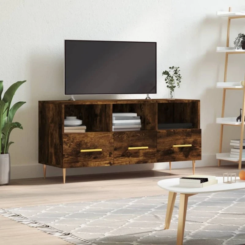 vidaXL TV-bord 102x36x50 cm konstrueret træ, røget eg