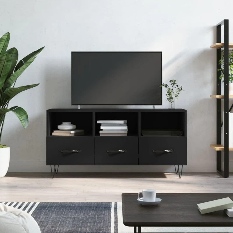 vidaXL TV-bord 102x36x50 cm konstrueret træ, sort