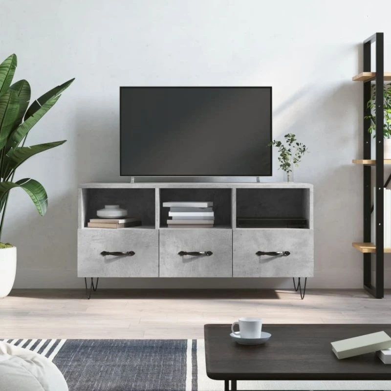 vidaXL TV-bord 102x36x50 cm konstrueret træ, betongrå