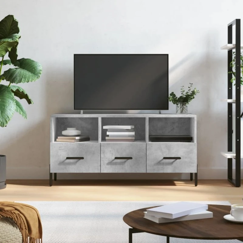 vidaXL TV-bord 102x36x50 cm konstrueret træ, betongrå