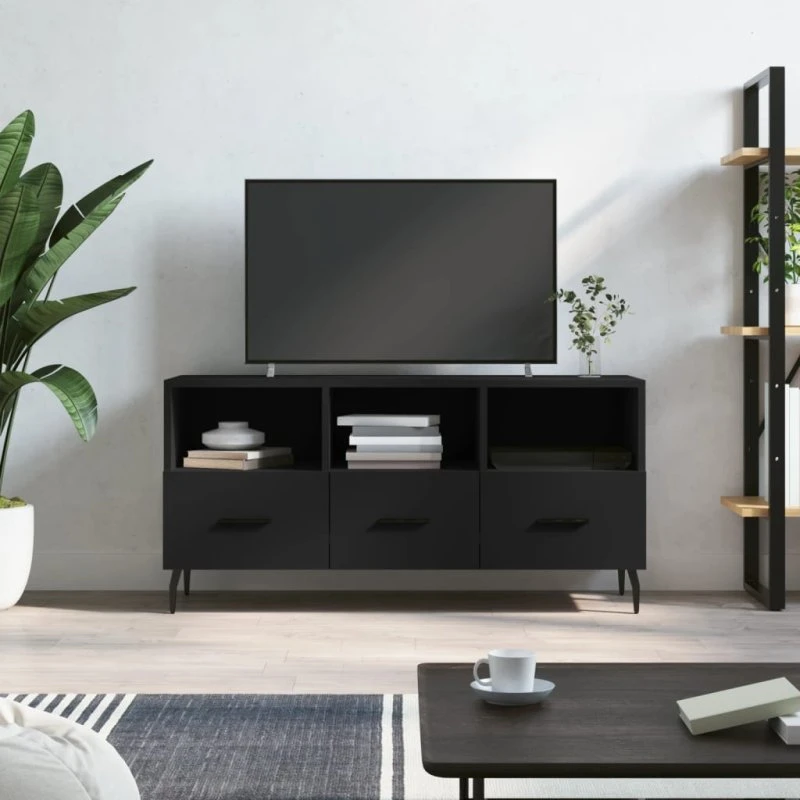vidaXL TV-bord 102x36x50 cm konstrueret træ, sort