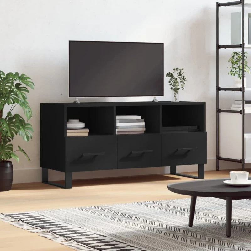 vidaXL TV-bord 102x36x50 cm konstrueret træ, sort