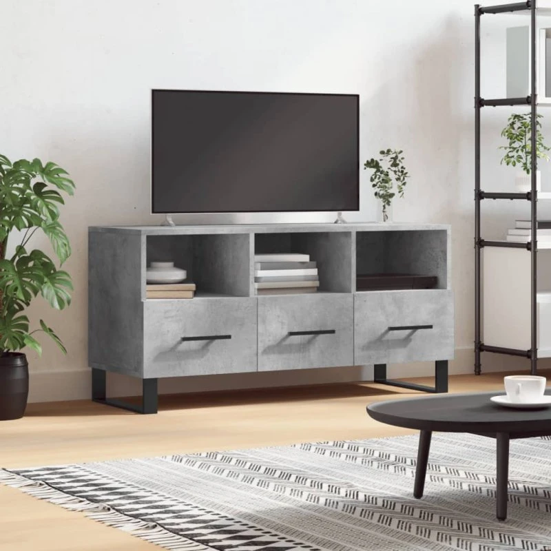 vidaXL TV-bord 102x36x50 cm konstrueret træ, betongrå
