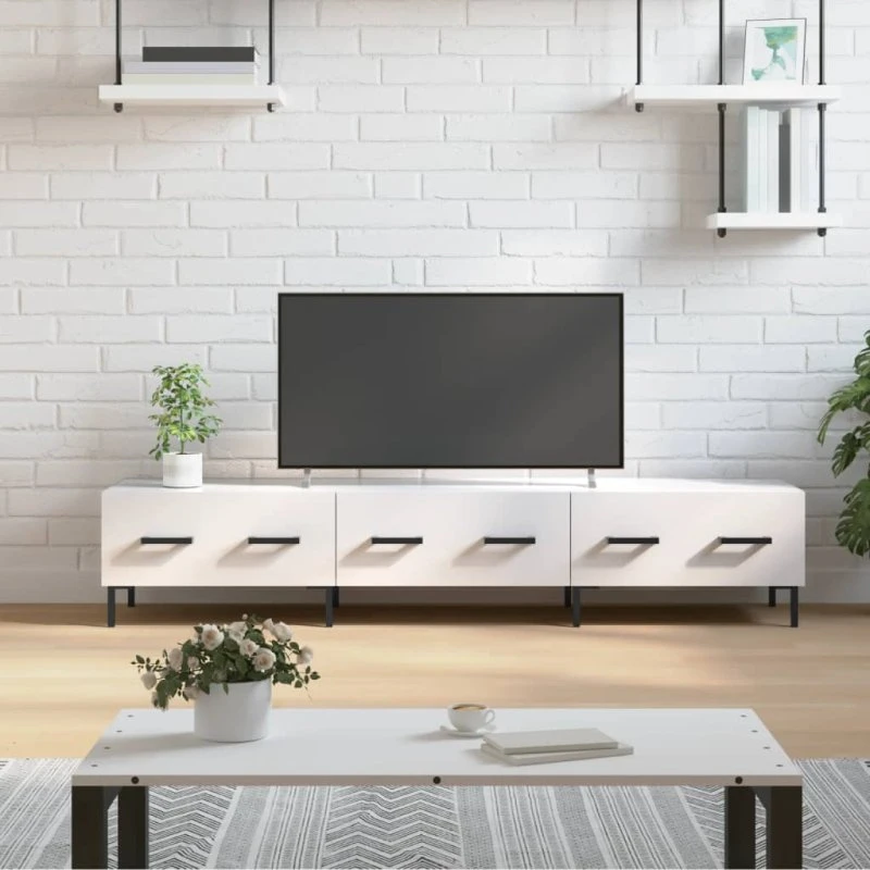 vidaXL TV-bord 150x36x30 cm hvid højglans