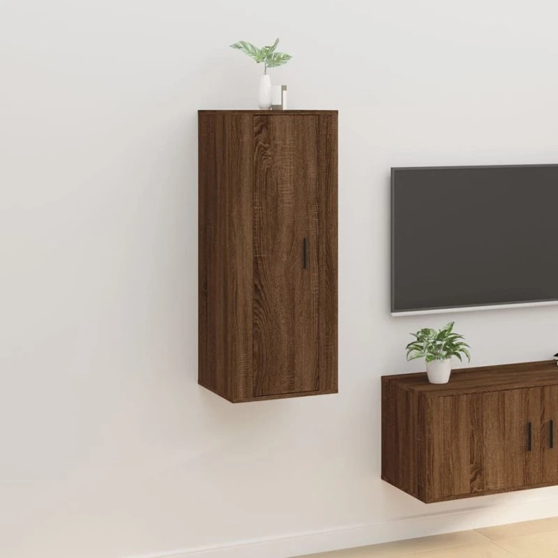 vidaXL væghængt tv-skab 40x34,5x100 cm brun egetræ