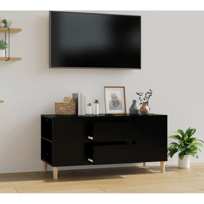vidaXL TV-bord 102x44,5x50 cm konstrueret træ, sort