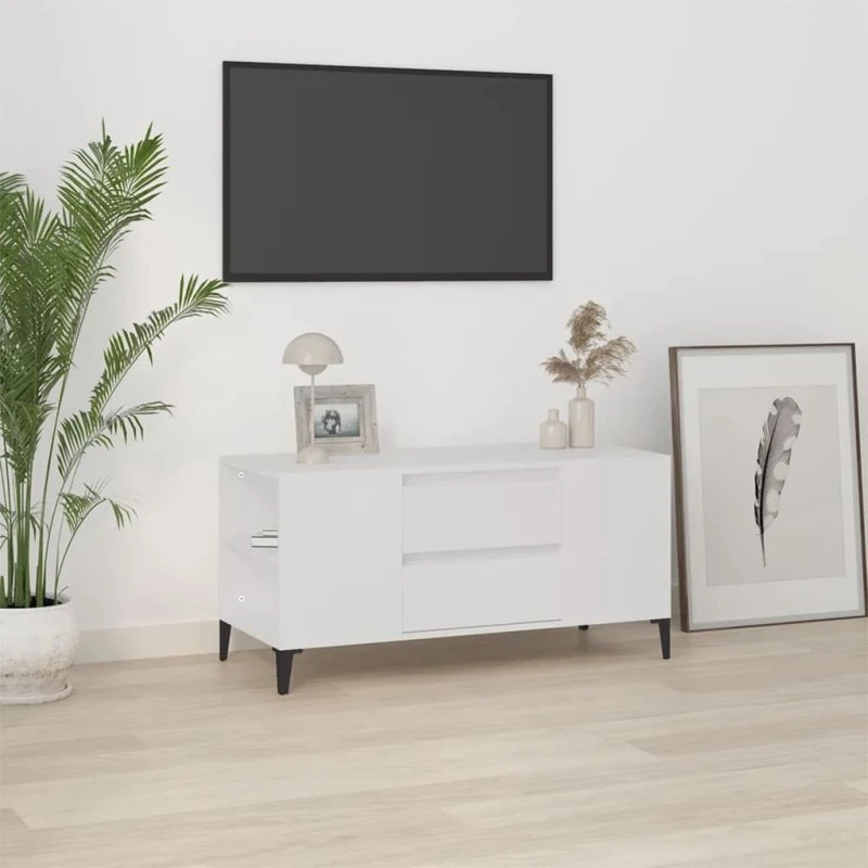 vidaXL TV-bord 102x44,5x50 cm konstrueret træ hvid