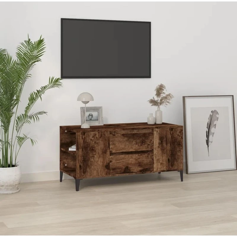 vidaXL TV-bord 102x44,5x50 cm konstrueret træ, røget eg