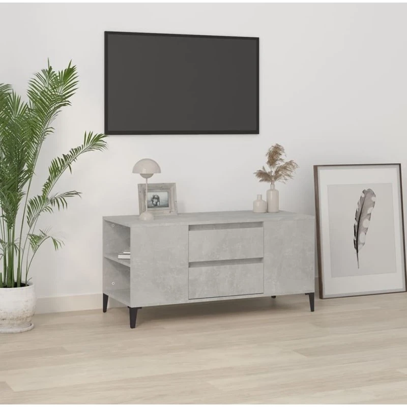 vidaXL TV-bord 102x44,5x50 cm konstrueret træ – betongrå