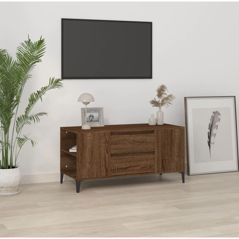 vidaXL TV-bord 102×44,5×50 cm konstrueret træ – brun eg
