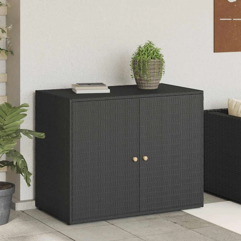 vidaXL haveskab i polyrattan 100x55,5x80 cm - sort