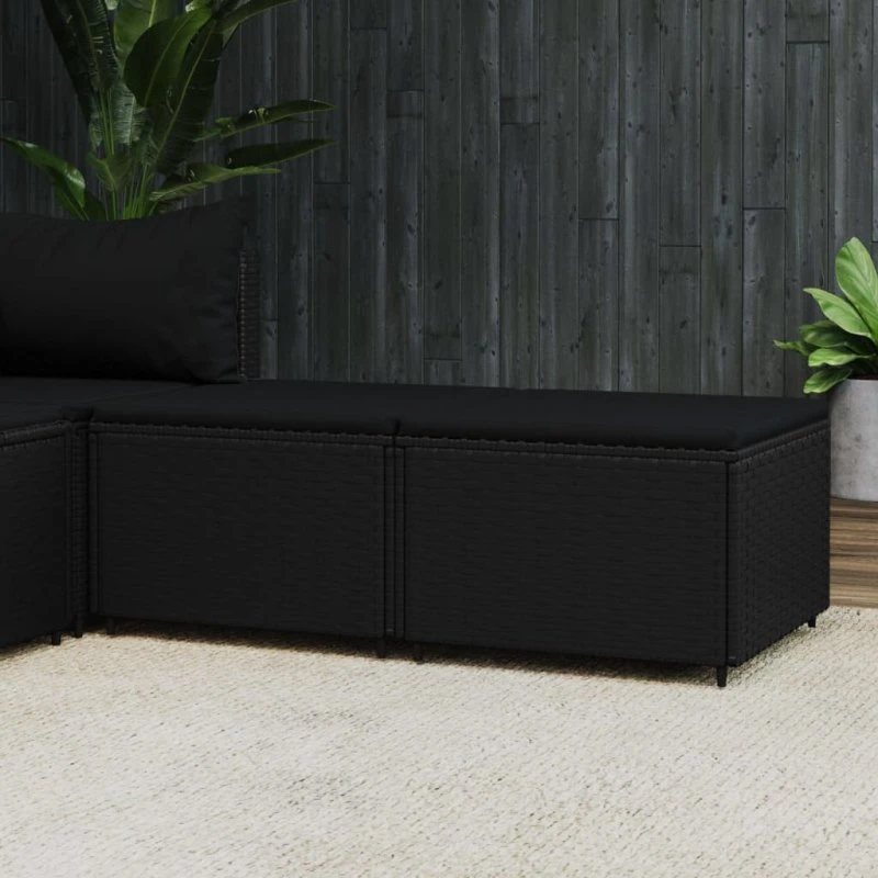 vidaXL fodskamler til have 2 stk. med hynder, polyrattan sort