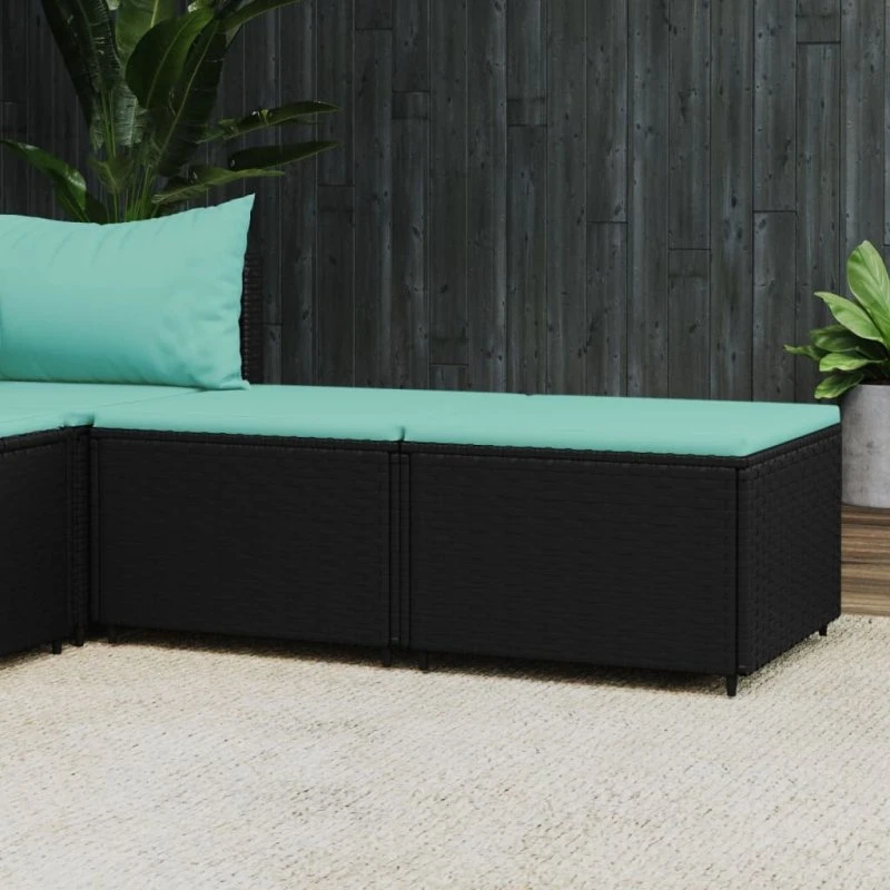 vidaXL fodskamler i polyrattan 2 stk. med hynder, sort