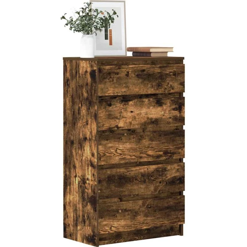 vidaXL kommode 60x36x103 cm i konstrueret træ, røget eg