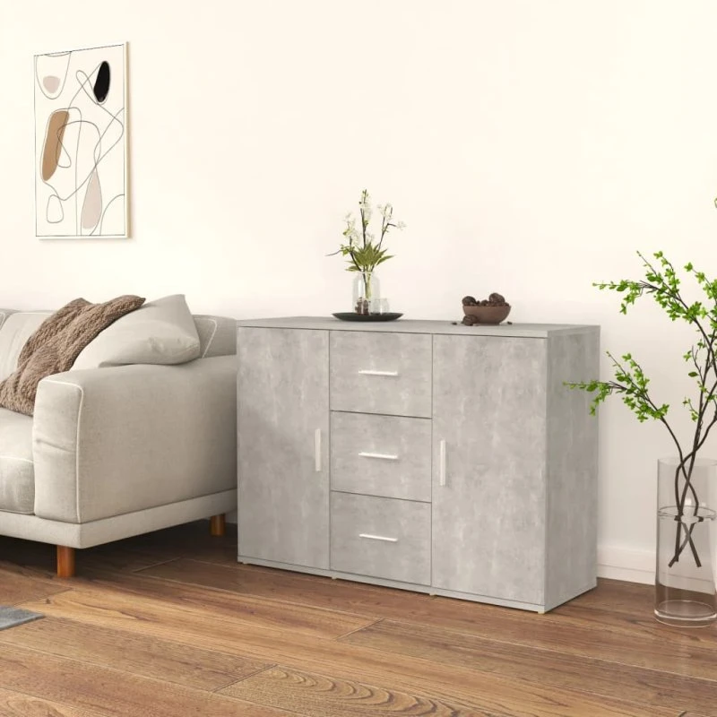 vidaXL skænk 91x29,5x65 cm konstrueret træ, betongrå