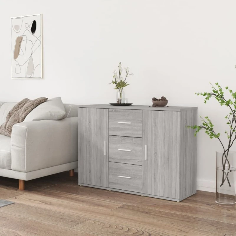 vidaXL skænk 91x29,5x65 cm konstrueret træ, grå sonoma-eg