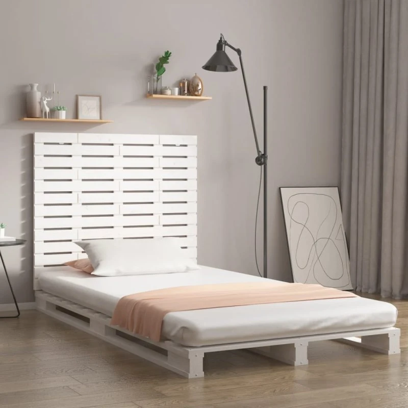 vidaXL sengegavl i massivt fyrretræ 81x3x91,5 cm hvid