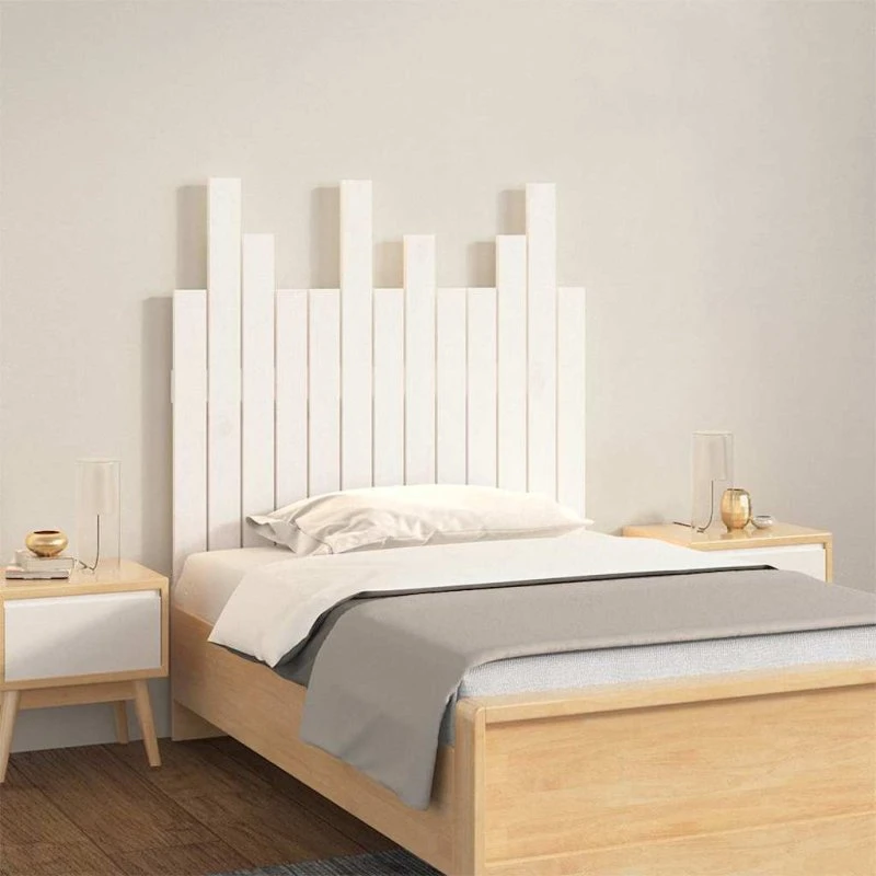 vidaXL sengegavl 82,5x3x80 cm massivt fyrretræ hvid