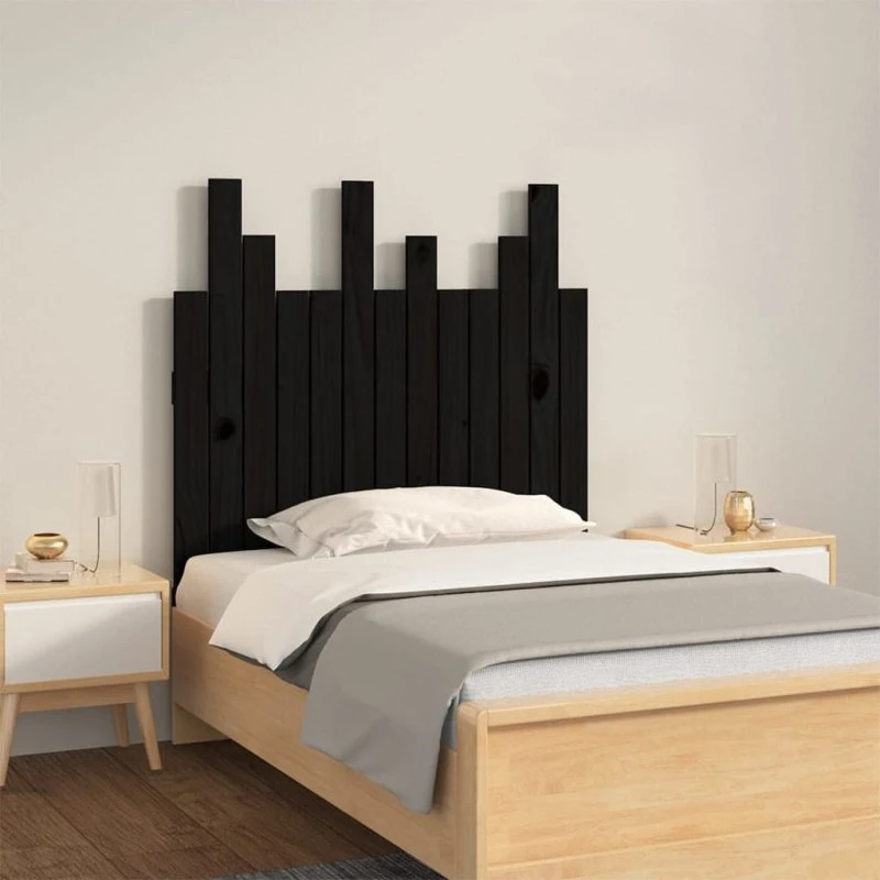 vidaXL sengegavl i massivt fyrretræ 82,5x3x80 cm, sort